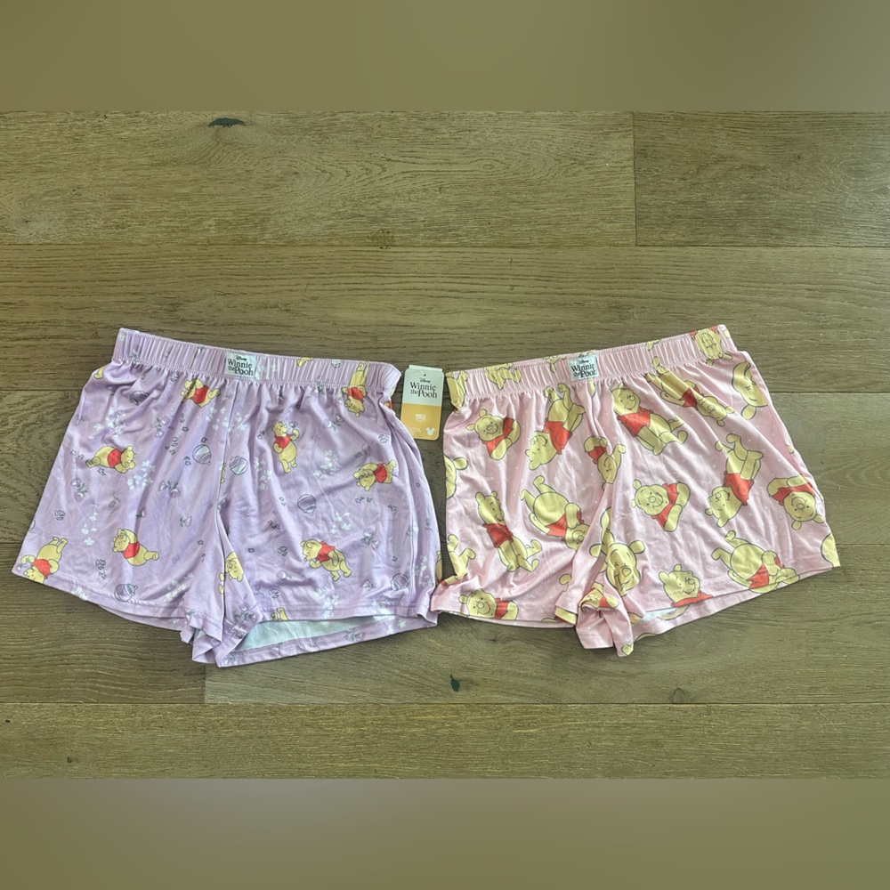 Disney Winnie the Pooh Set of 2 Pink & Purple Lounge Sleep Shorts